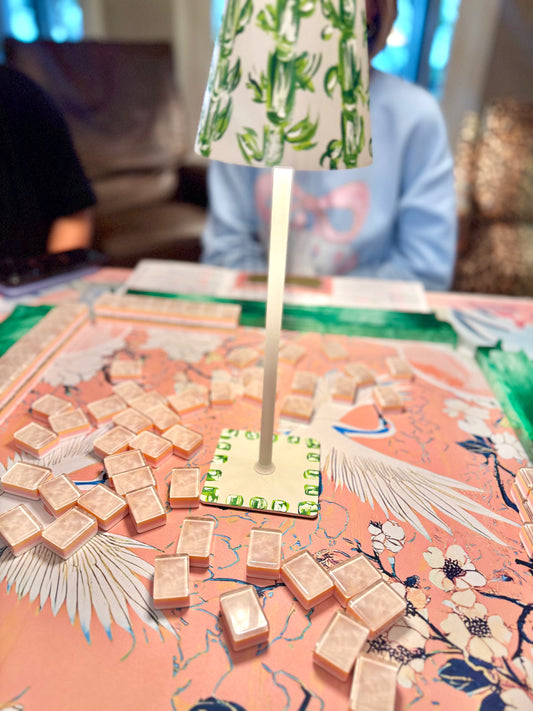 Hand painted mahjong lamp