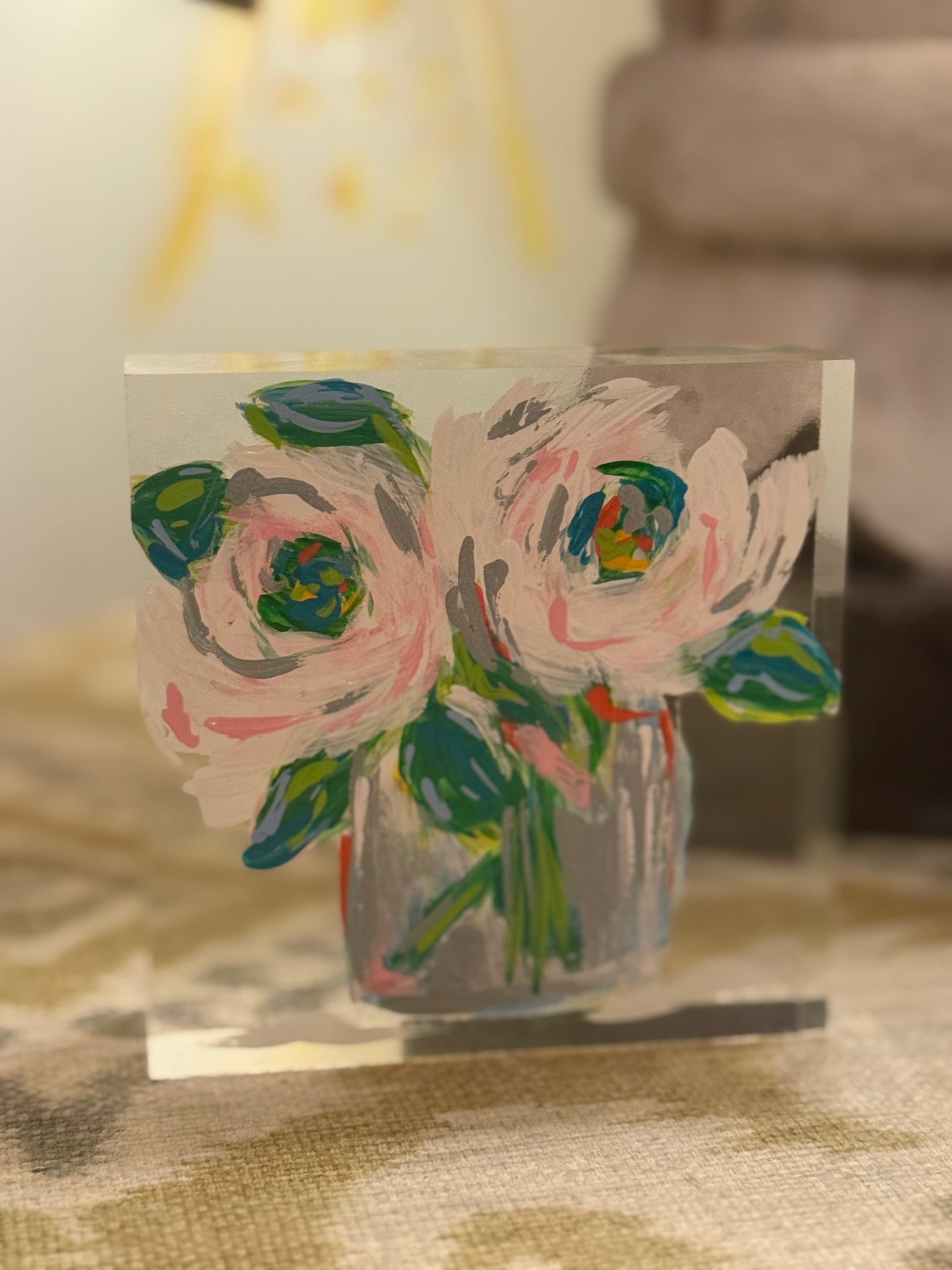 4x4 acrylic hand-painted block