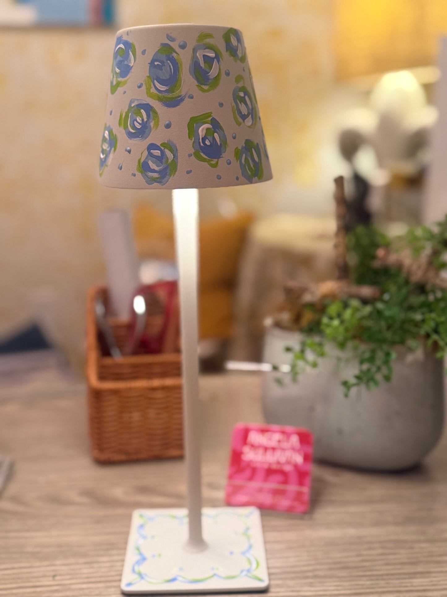 Hand painted rechargeable table lamp